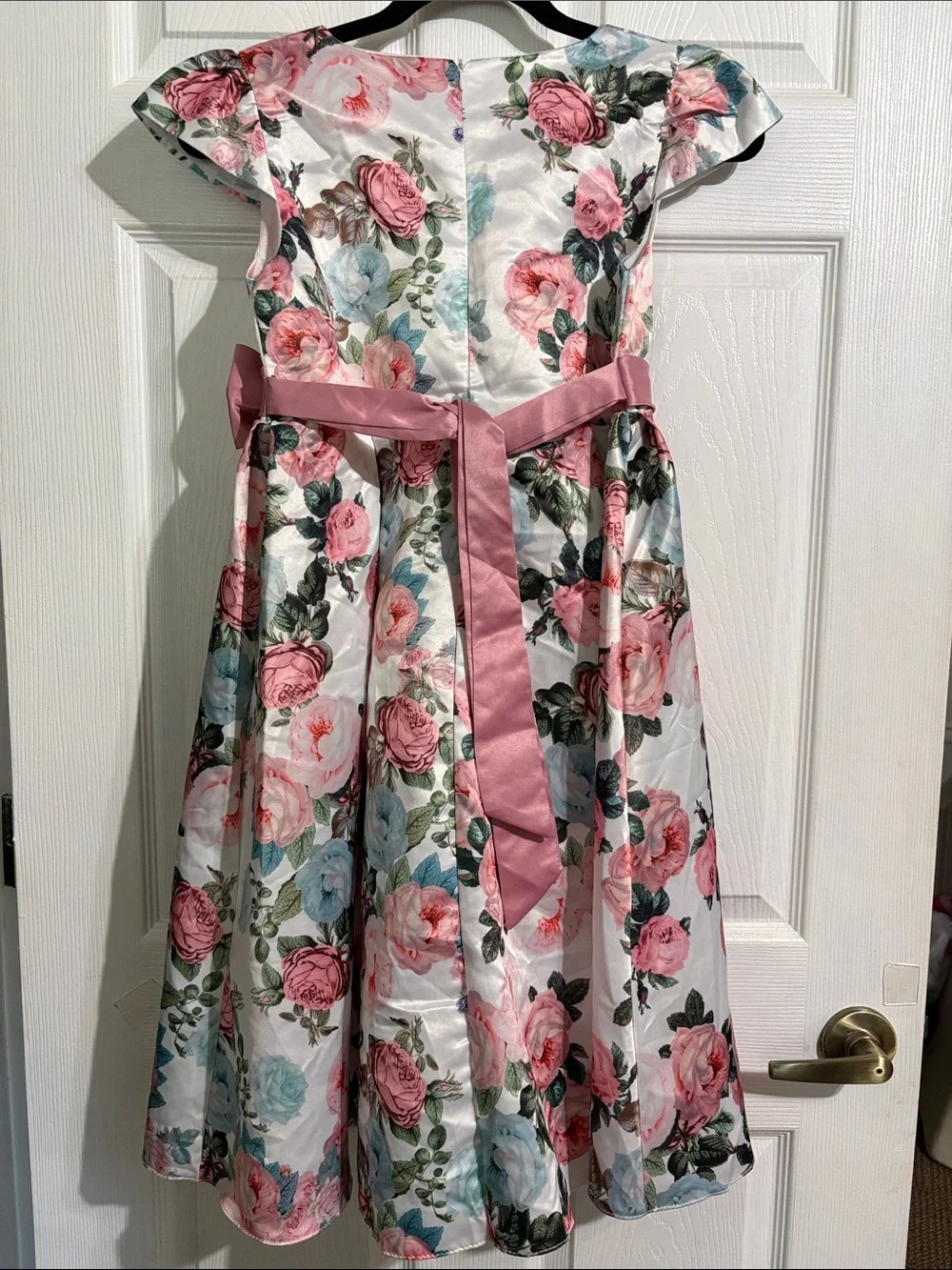 Source Unknown White Floral Dress with Pink and Blue Accents